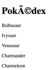 Pokémon with wrong character encoding