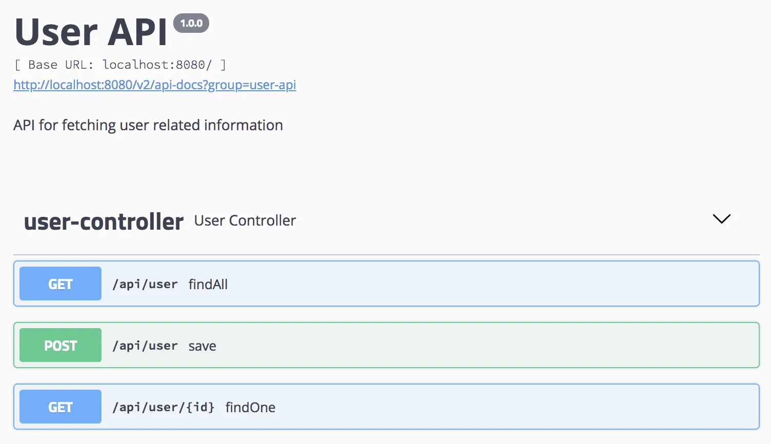Screenshot of our API within Swagger UI