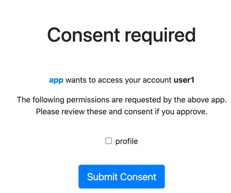 Consent screen