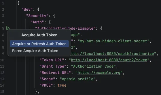 Acquire access token in IntelliJ