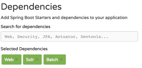 Dependencies for a Spring batch application