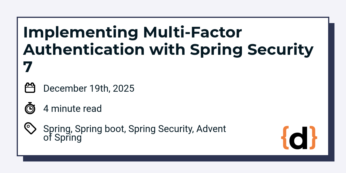 Implementing Multi-Factor Authentication with Spring Security 7 ...